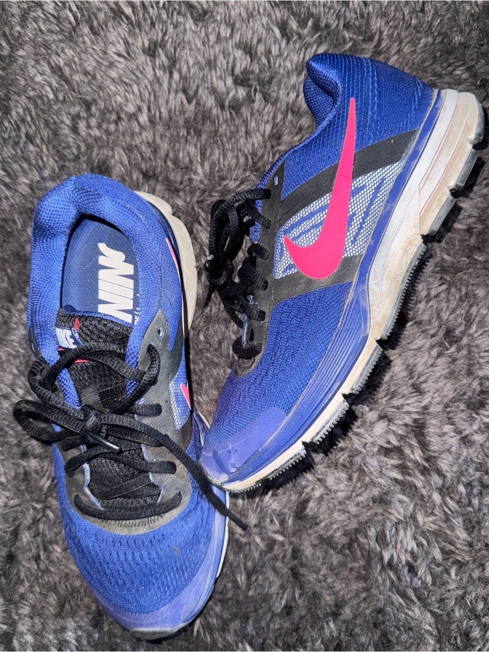 Nike Blue Running Shoes with Pink Swoosh